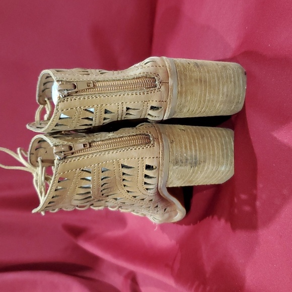 Jeffery campbell leather lace up laser cut heeled open toe shoes - Picture 3 of 8